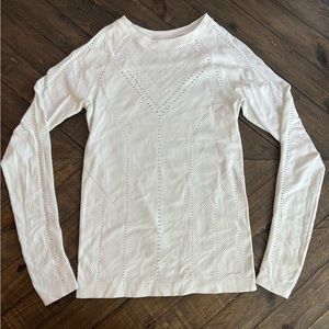 Athleta White Long Sleeve Cutout Top Size S